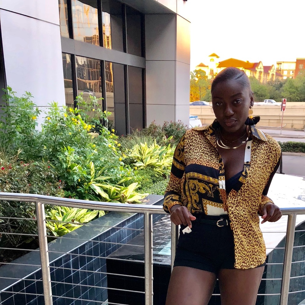 Boohoo Animal Print Button Down